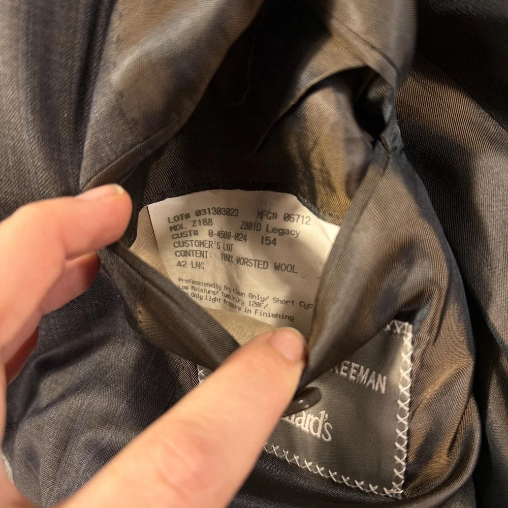 Hickey Freeman Blazer Mens 42 L Gray Pinstripe Tasmanian Super 150‎ Loro Piana